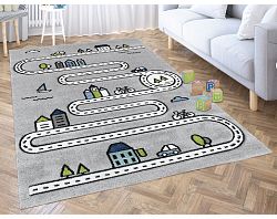 Dětský koberec Indigo Kids 120x170 cm, silnice města, šedý